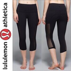 Lululemon Hot To Street Crop Mesh Black leggings 4 Pants yoga Full-On Luxtreme